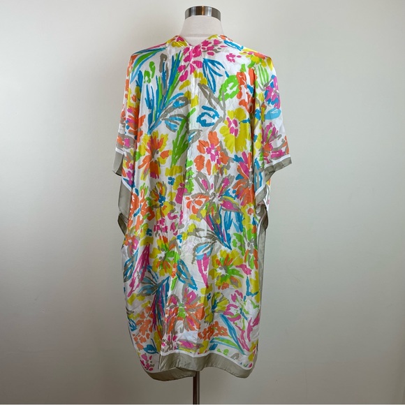 Pretty Persuasions Pink Green Brown Blue Floral Boho Bohemian Shawl Wrap - Picture 8 of 8